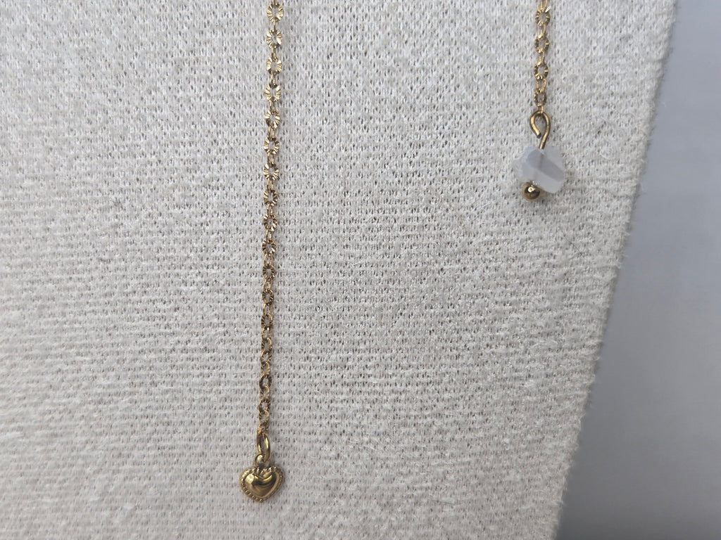 Collier AMARA – Cœur Doré & Cristal Blanc