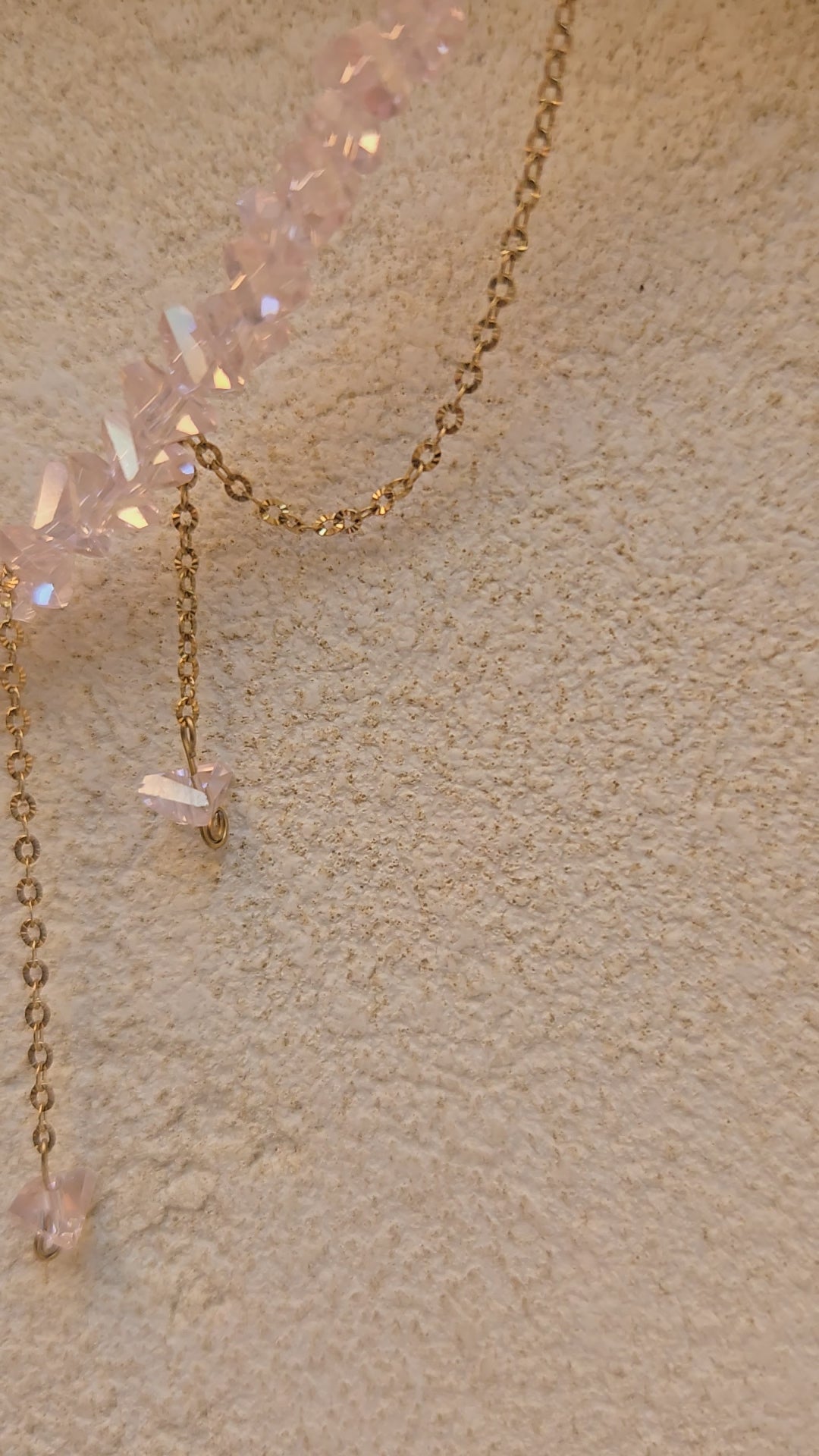 Collier ELORA Cœur Doré & Cristal Rose