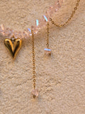 Collier ELORA Cœur Doré & Cristal Rose