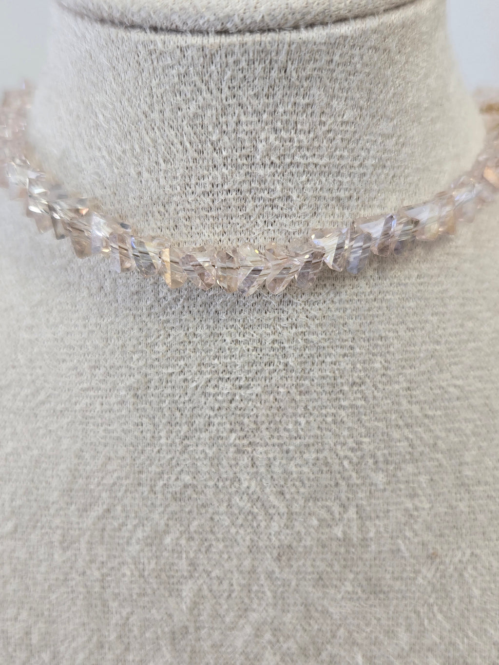 Collier ELORA Cœur Doré & Cristal Rose